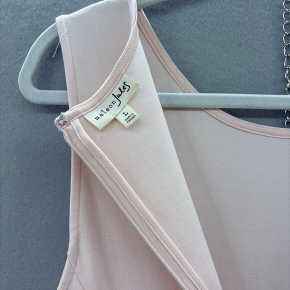 Maison Jules Pink Sleeveless Fit & Flare With‎ Pleated Bottom Lining SZ Large - Picture 7 of 10